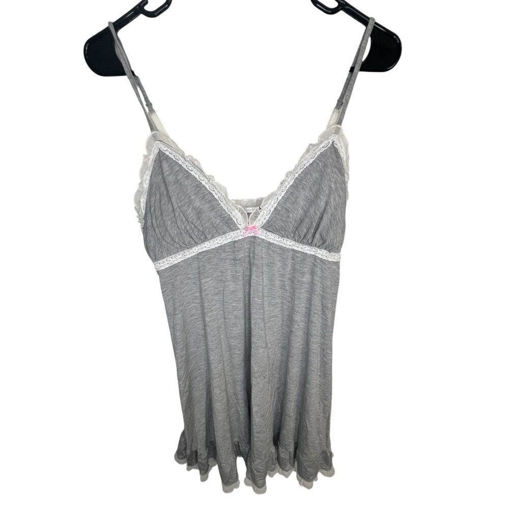Victorias Secret Grey Spaghetti Strap Nighty Mini Dress With Lace